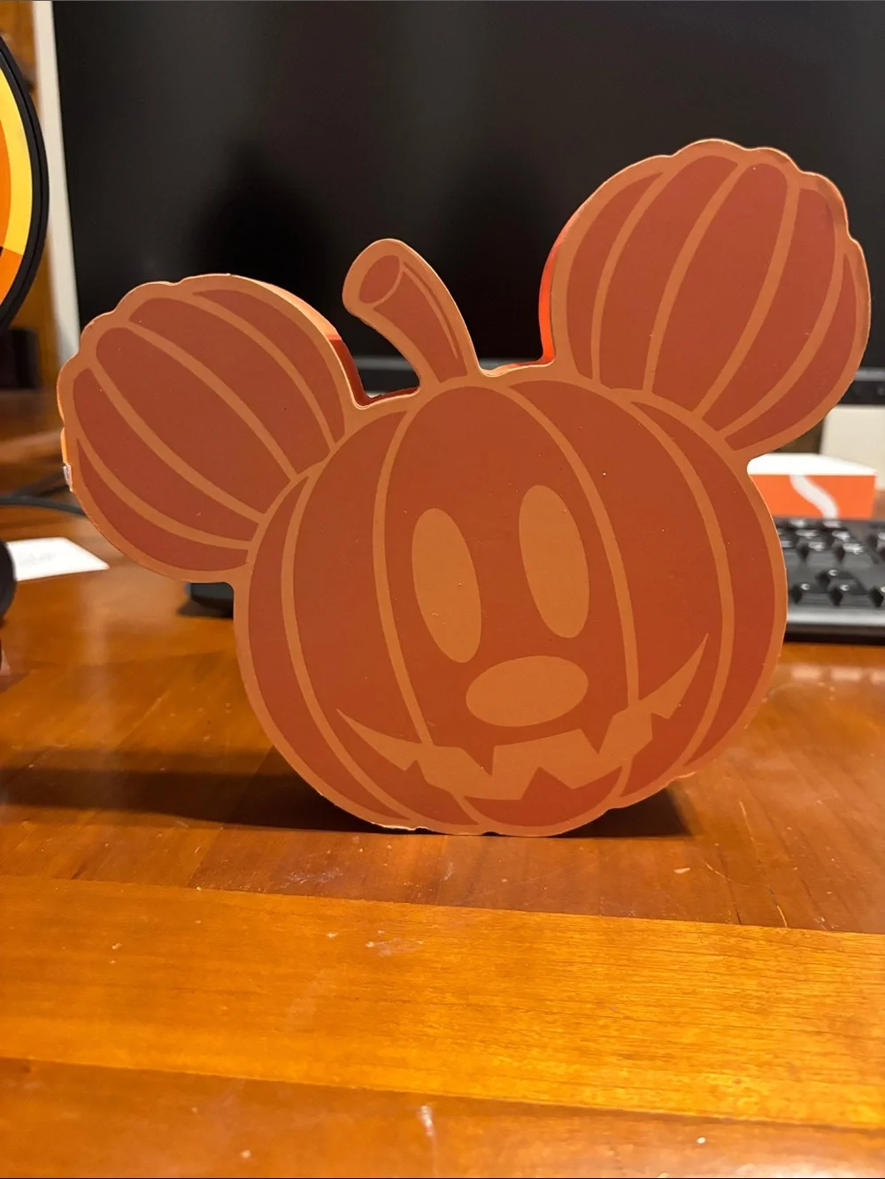 Disney Pumpkin Mickey Table Decoration in Rust Orange
